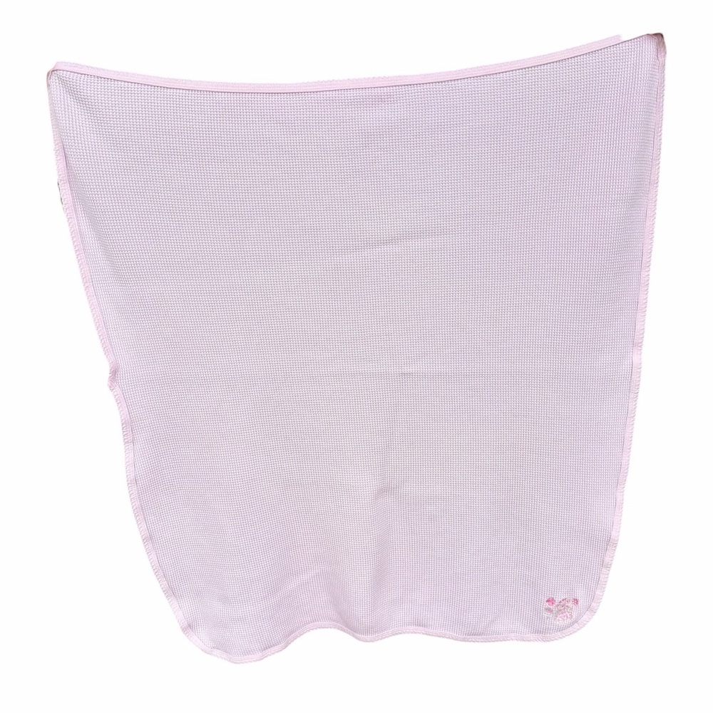 Y2K Gerber Thermal Waffle Weave Baby Lovey Security Blanket Pink Bear 29x34 GUC